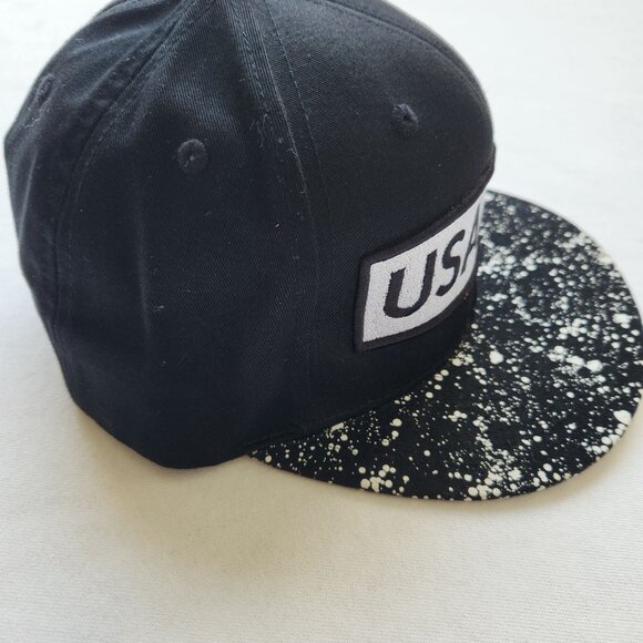 KB Ethos USA BMX Black White Snapback Hat Splatter Brim Outdoors Sporty Unisex - Picture 4 of 7